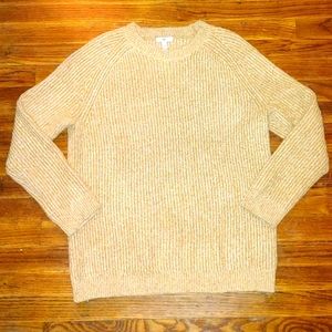 BP Womens Sweater Tan Boulder Size Medium Crewneck Plaited Stitch
